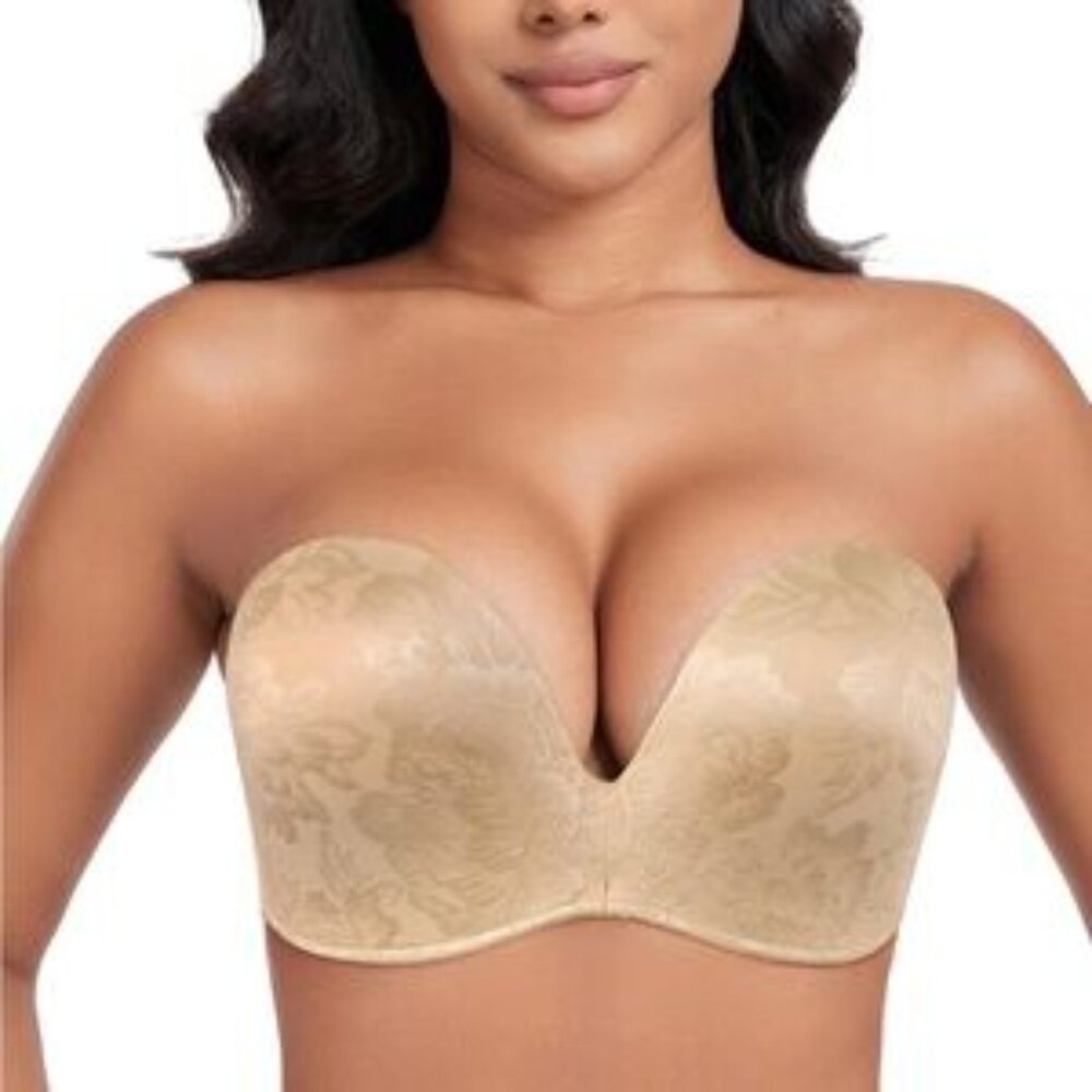 Anti-Slip Cream Tan Strapless Push Up Bra 36D